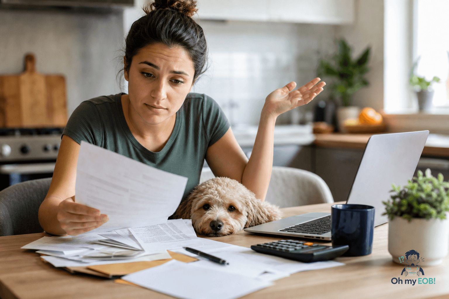 A calm illustrated guide explaining an EOB before paying a medical bill