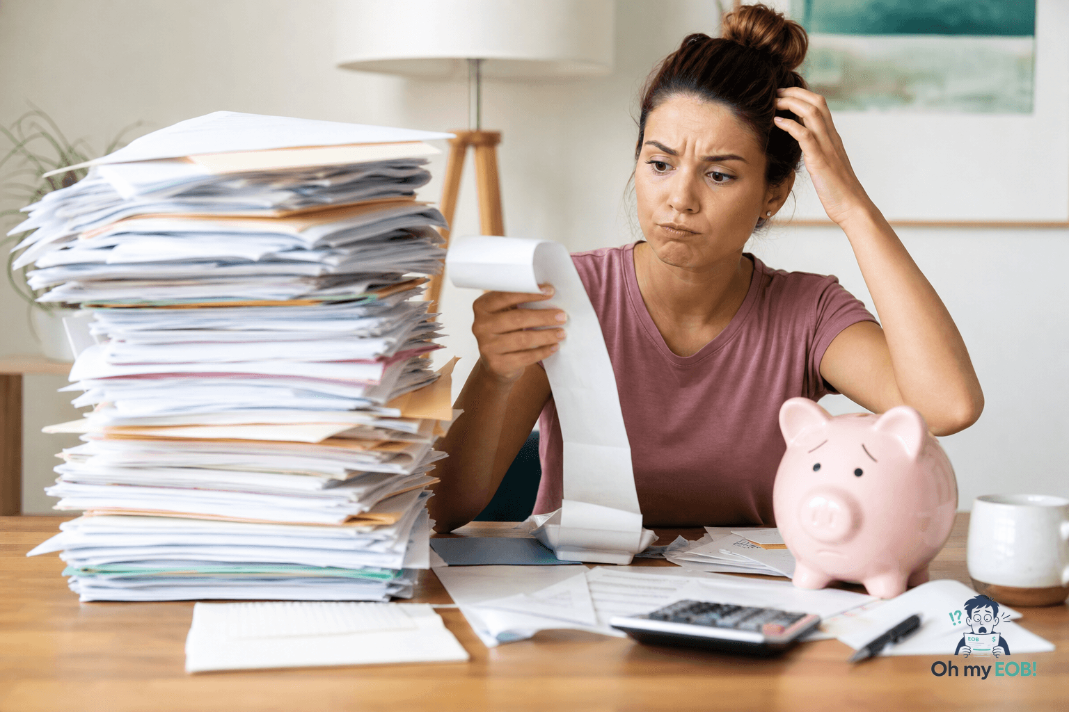 A calm illustrated itemized medical bill with line items ready for review
